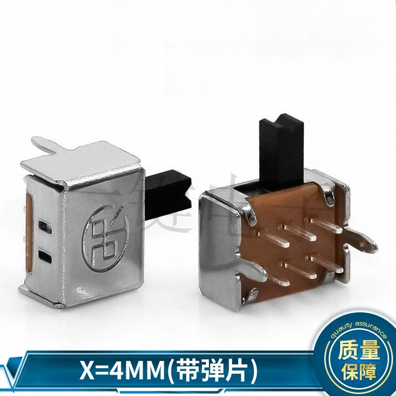 10Pcs/Lot 2P2T Height 4MM 2-Gear Toggle Switch Double Row of 6Pin Horizontal with Fixed Feet Record Player Switch