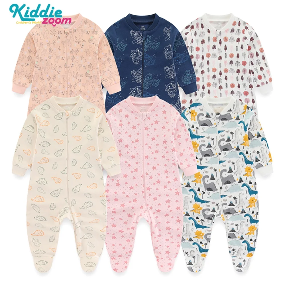 3Pieces Cotton New Born Baby Girl Clothes Zipper Long Sleeve Baby Boy Clothes Autumn Romper Solid Color Spring Cartoon Bebes