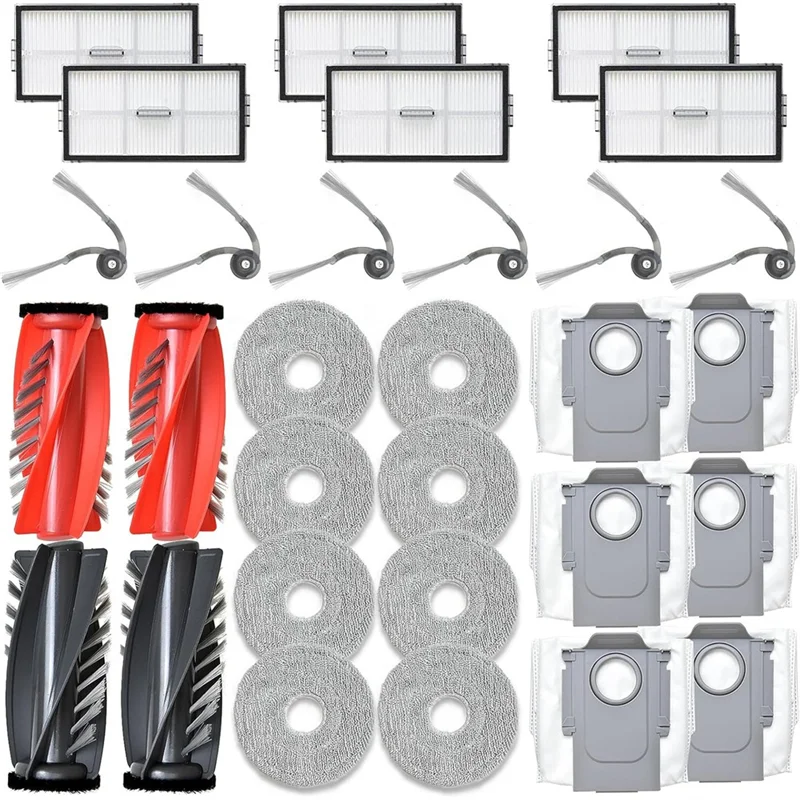 AT28-Zubehör-Set für Roborock Saros 10R Roboter-Staubsauger, Hauptseitenbürsten, Hepa-Filter, Mopptuch, Staubbeutel