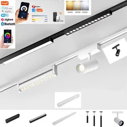 Zigbee Smart Home Tuya Dimming 6MM soffitto Ultra sottile 48V sistema di illuminazione a binario magnetico luce lineare montata su superficie Ultra sottile