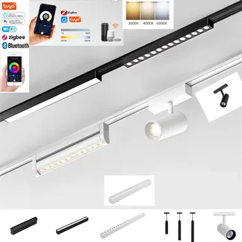 Zigbee smart home Tuya dimming 6MM Ultra-thin ceiling 48V magnetic track light system Ultra-thin surface mounted linear light