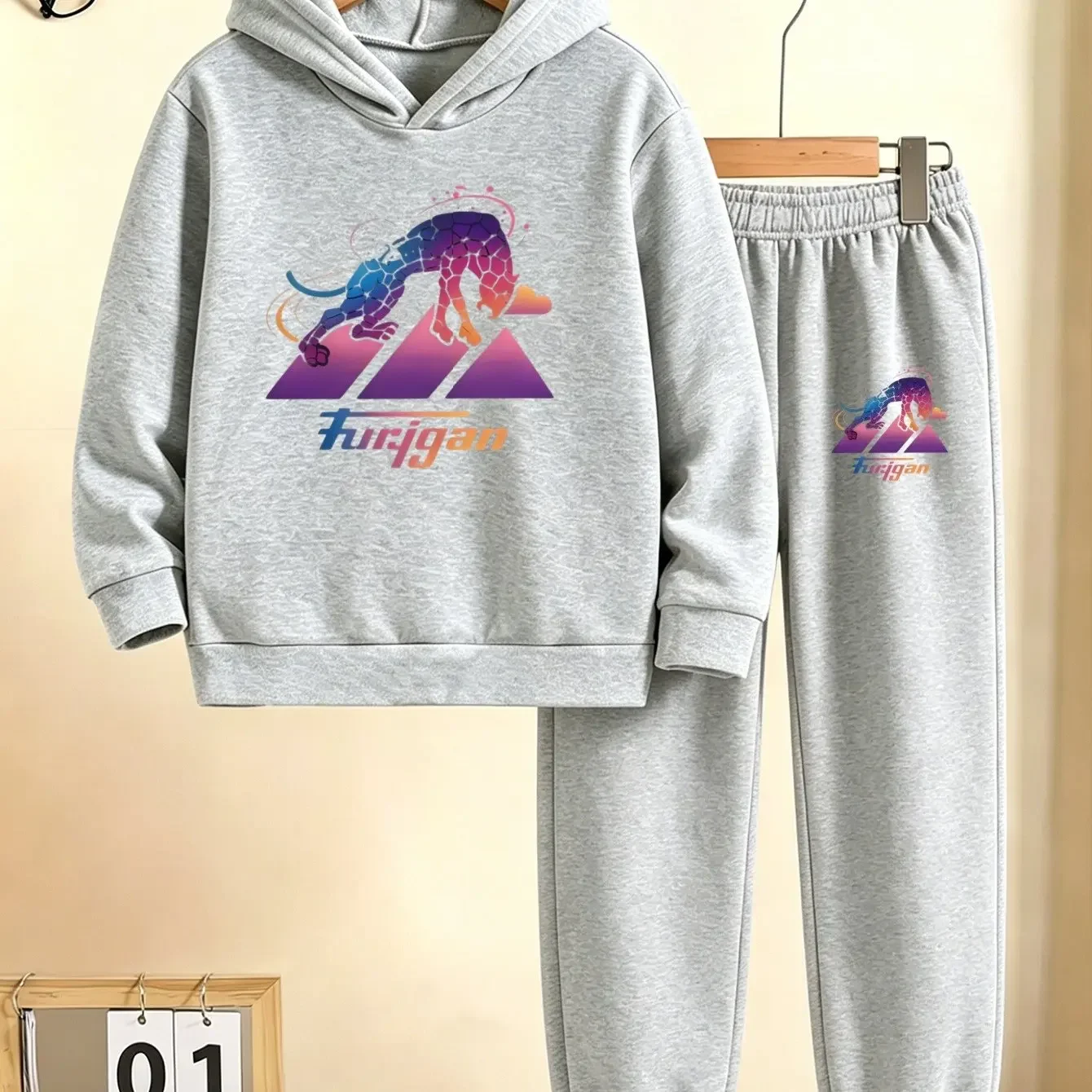 2026 letter printed sportswear set men's hooded sweatshirt long pants set spring and autumn winter warm suit view 5
