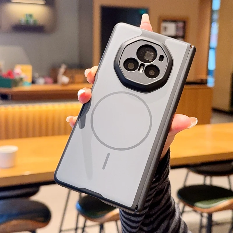 Etui na telefon Honor Magic V3 VS3, matowe, z delikatnym wzorem, magnetyczne, składane, odporne na wstrząsy i utlenianie. — zdjęcie produktu 4