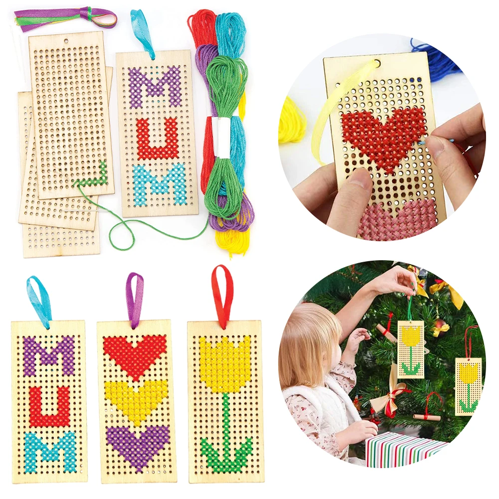 4 шт., деревянные закладки для вышивания крестом, 5 ниток