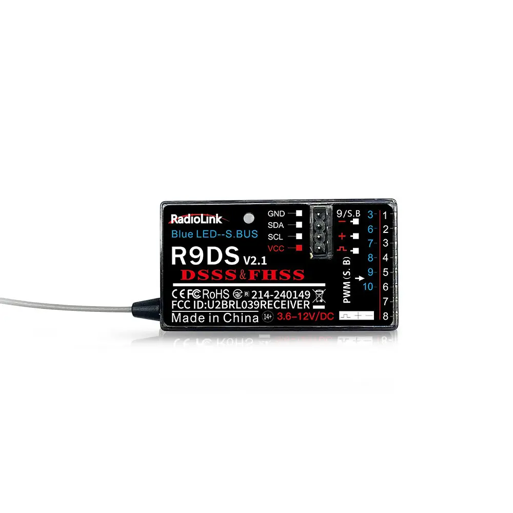 RadioLink R9DS 9 Channel RC Receiver SBUS PWM PPM Signal Flight Transmission Compatible with AT9 AT9S AT10 AT10II