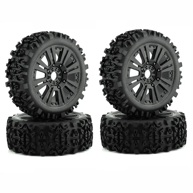 RC 4Pcs Paste 1/8 RC Racing Buggy Tire Bar Crust Small Pin 17mm Nut Medium Soft Long Wear Strengthen hub high-grip tires For HSP