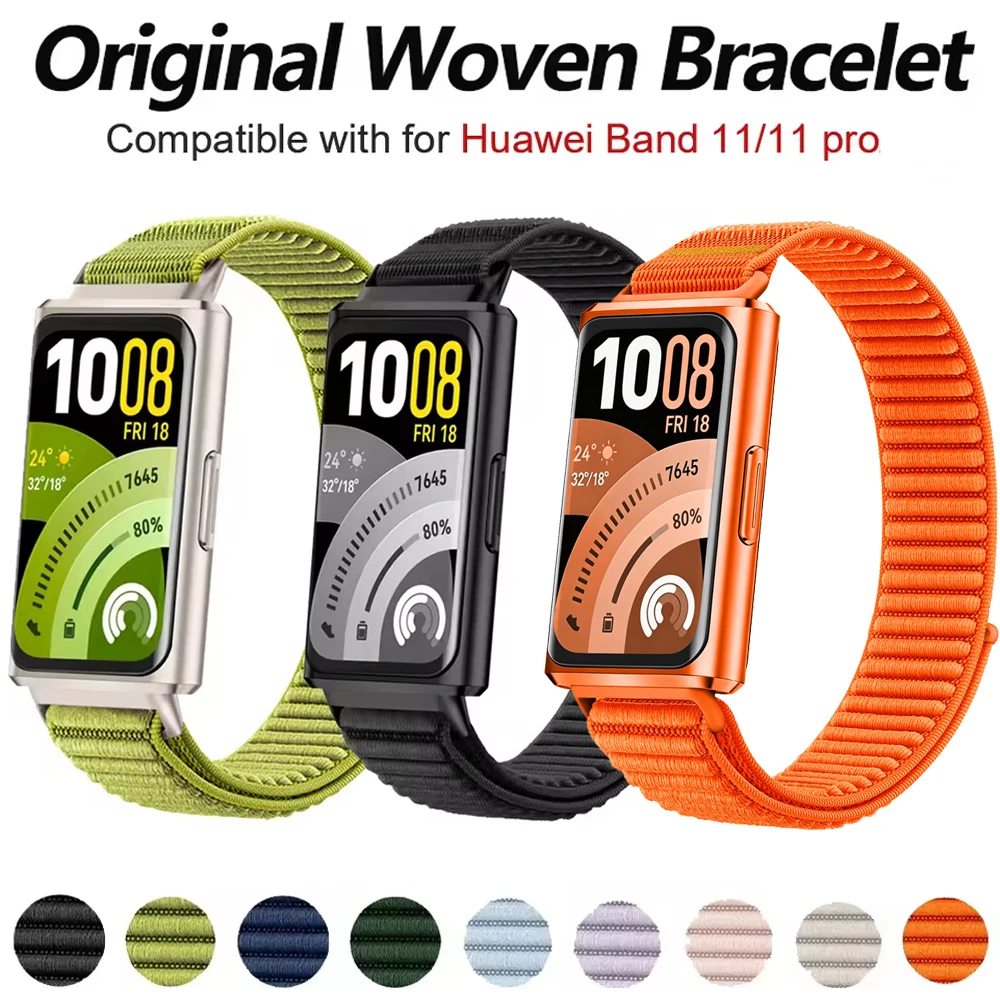 Original für Huawei Band 11/11 Pro Armbandzubehör, atmungsaktives Sport-Nylon-Schlaufenarmband, Correa für Huawei Smart Band 11 Pro