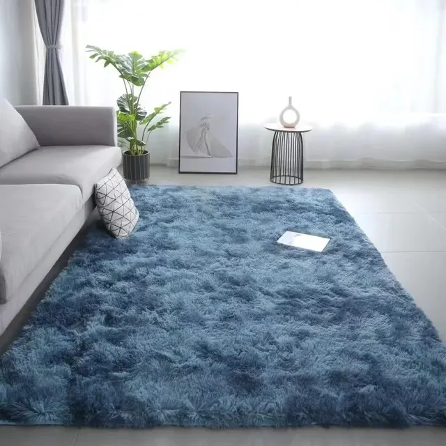 VIKAMA Silk Wool Rugs Children's Room Living Room Bedroom Tie-Dye Non-Slip Washable Machine Washable Carpet Mats 6