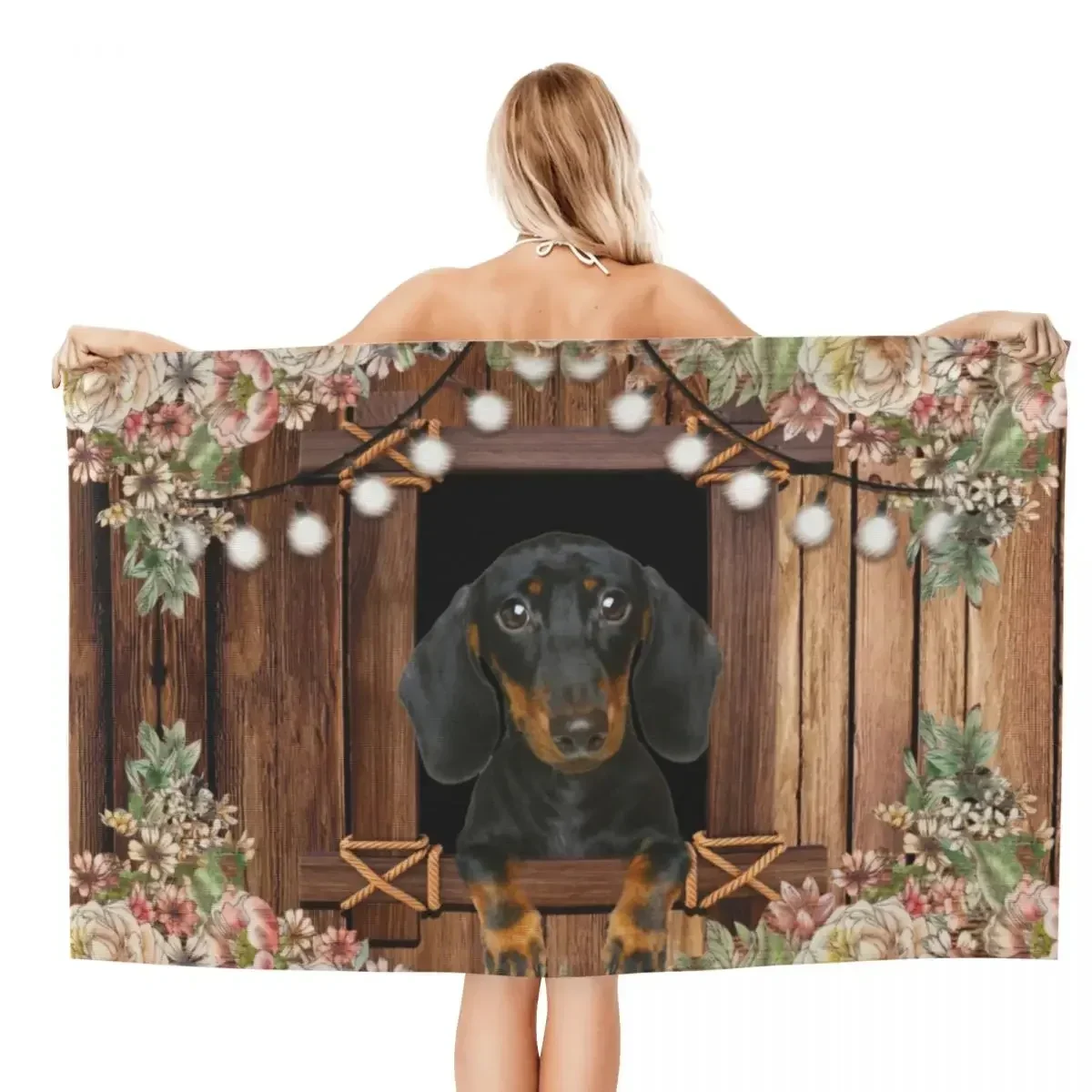 Dachshund Dog And Floral Breathable Microfiber Bath Beach Towel Quick Dry Badger Sausage Wiener Shower Sports Towels