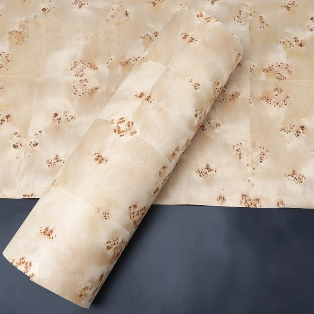 58x250cm Natural Mappa Burl Wood Veneer For Symmetrical Matching Grain Furniture Inlay Kraft Paper Backing