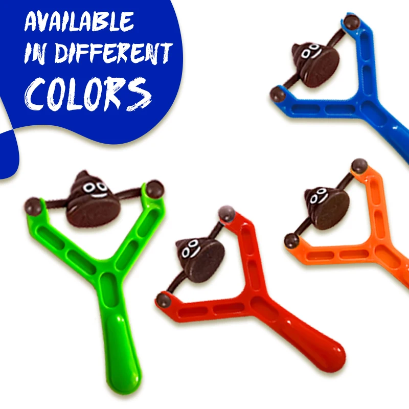 4 Slingshots 16 Poop Fun Shooting Poo Game Toys Rubber Slingshot Toy Sticky Wall Decompression Trick Toy Birthday Party Gifts