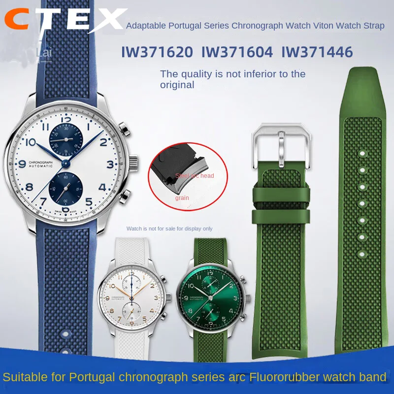 

High quality fluororubber watchband For IWC Portugieser series IW371620/IW371446 Curved interface Watch accessories 20mm