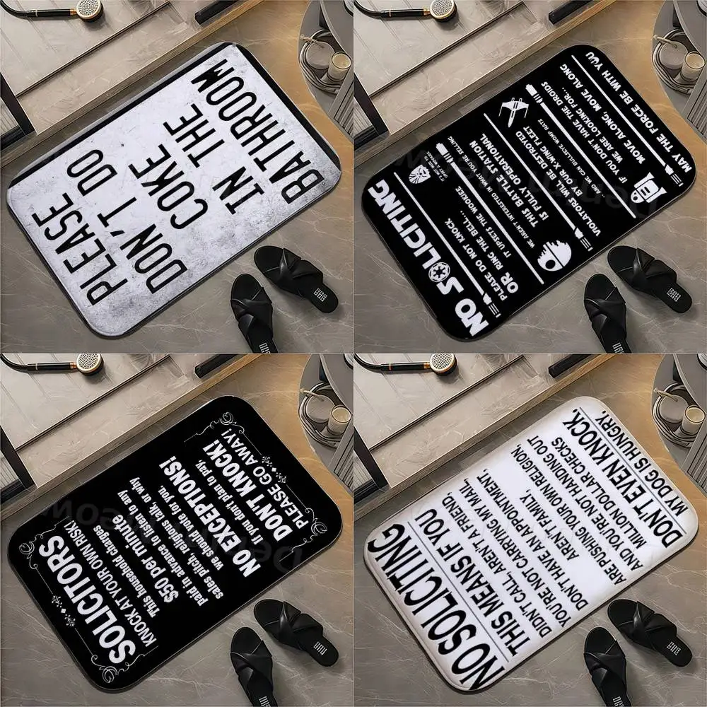 

No Soliciting Funny Metal Sign For House Floor Mat Printed Large Carpets Room And Bedroom Carpets Bathroom Anti Slip Door MATS