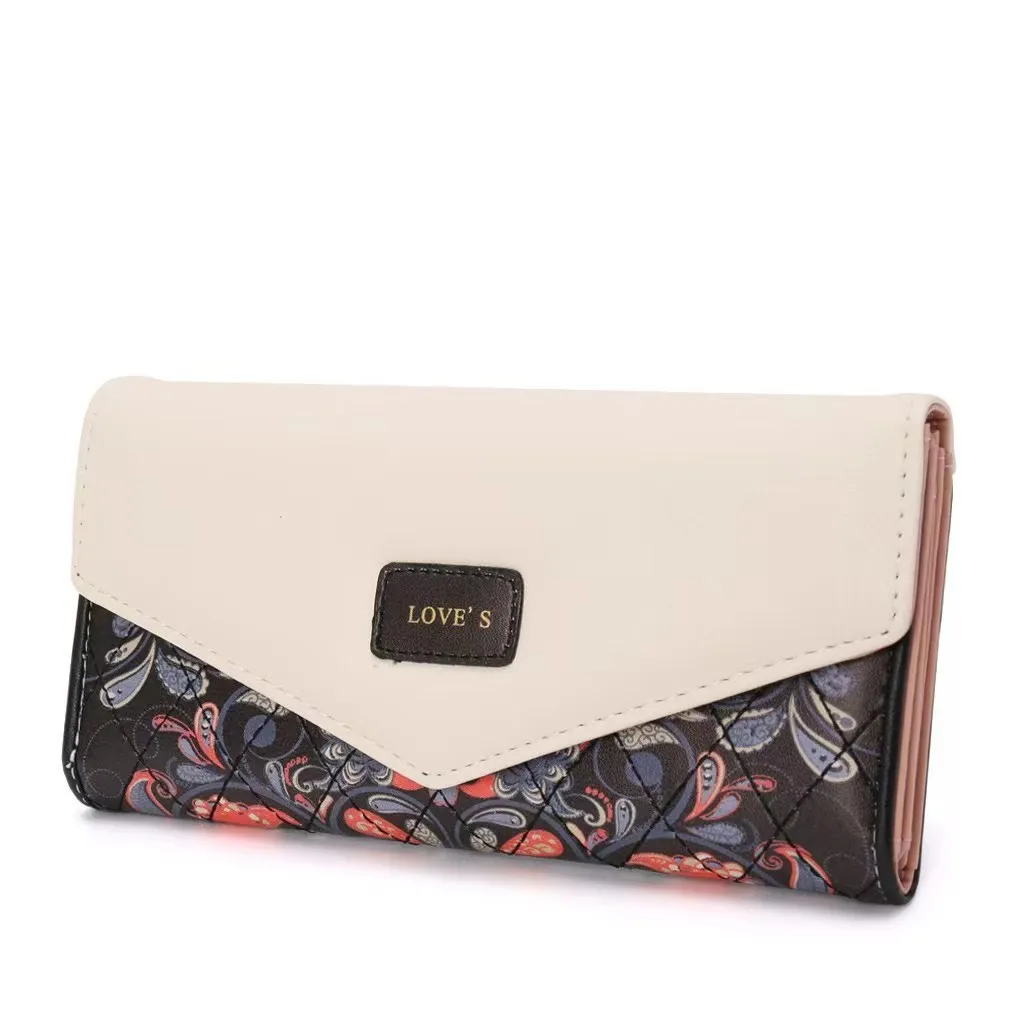 Women Long Wallet  Small Floral Envelope Grid Lady Clutch Phone Bag Coin Purses