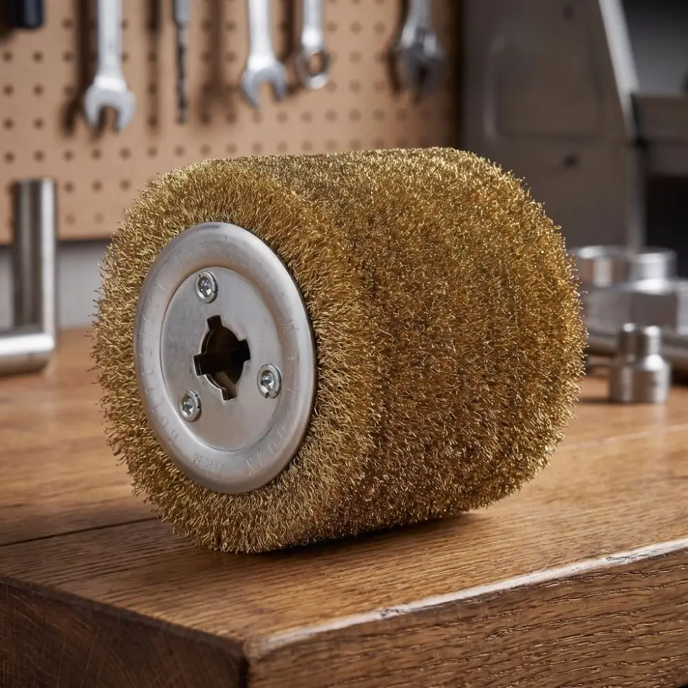 Copper Coated Steel Wire Polishing Wheel Steel Wire Roller Metal Wire Brush Grinding Wheel Oxidation Removal Rust Removal