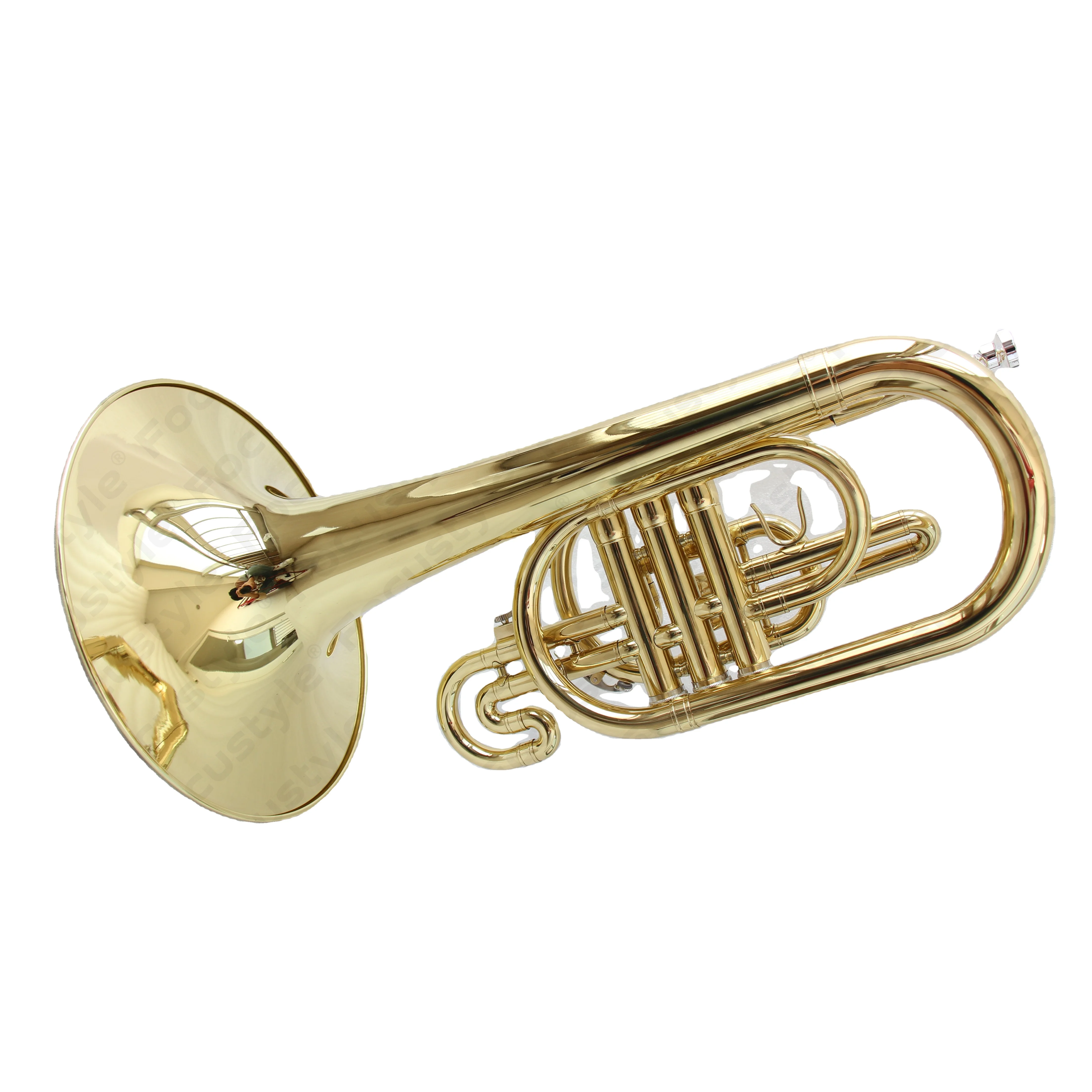

Professional Gold Lacquered Marching Mellophone Cupronickel Brass Body Cupronickel Valve For Trumpet Players Other Horn For Sale