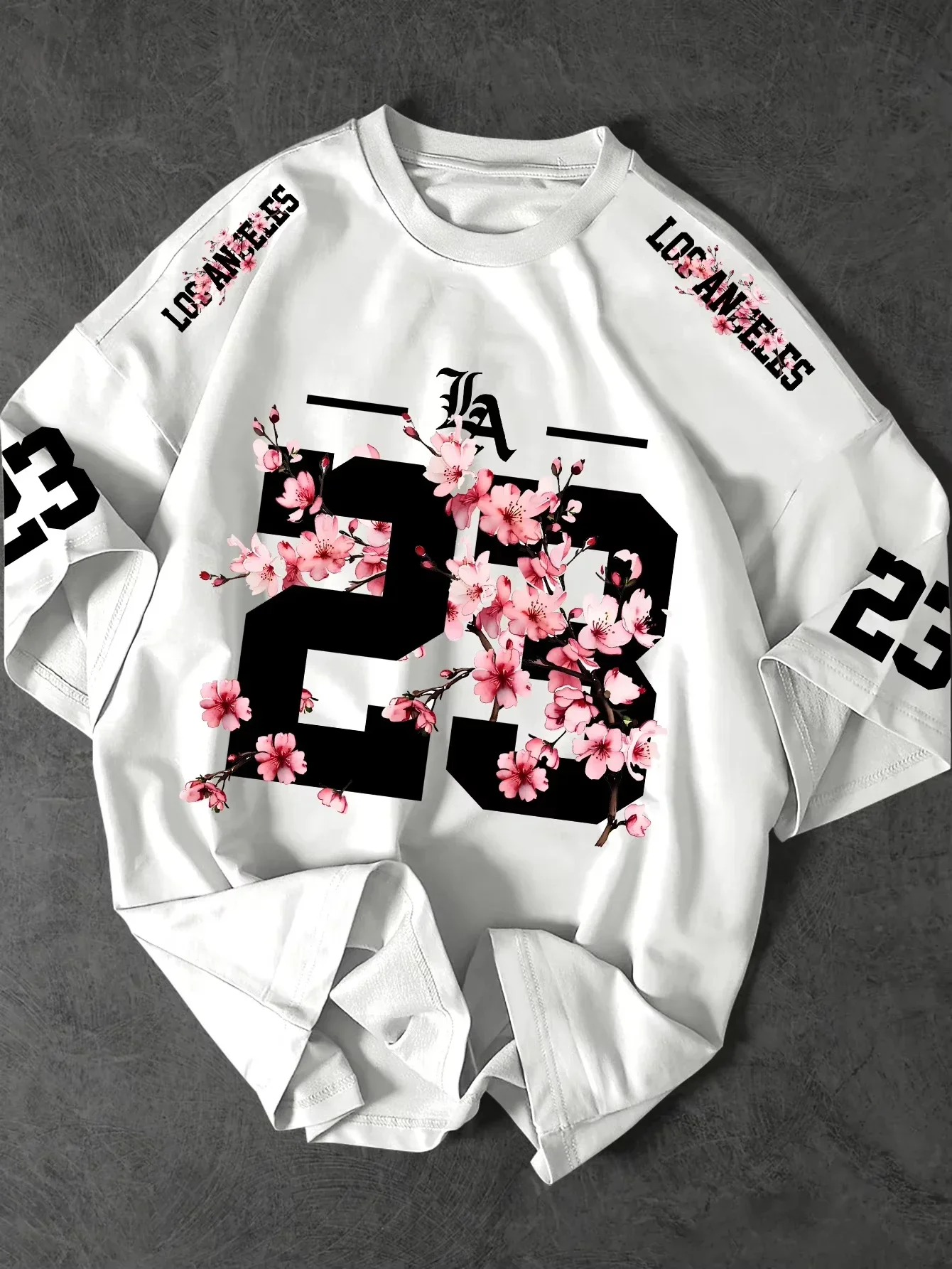 Summer 3D Printings Perfect for Daily Wear for Big-Sized Men's T-Shirts with Cherry Blossom Pattern T-shirt