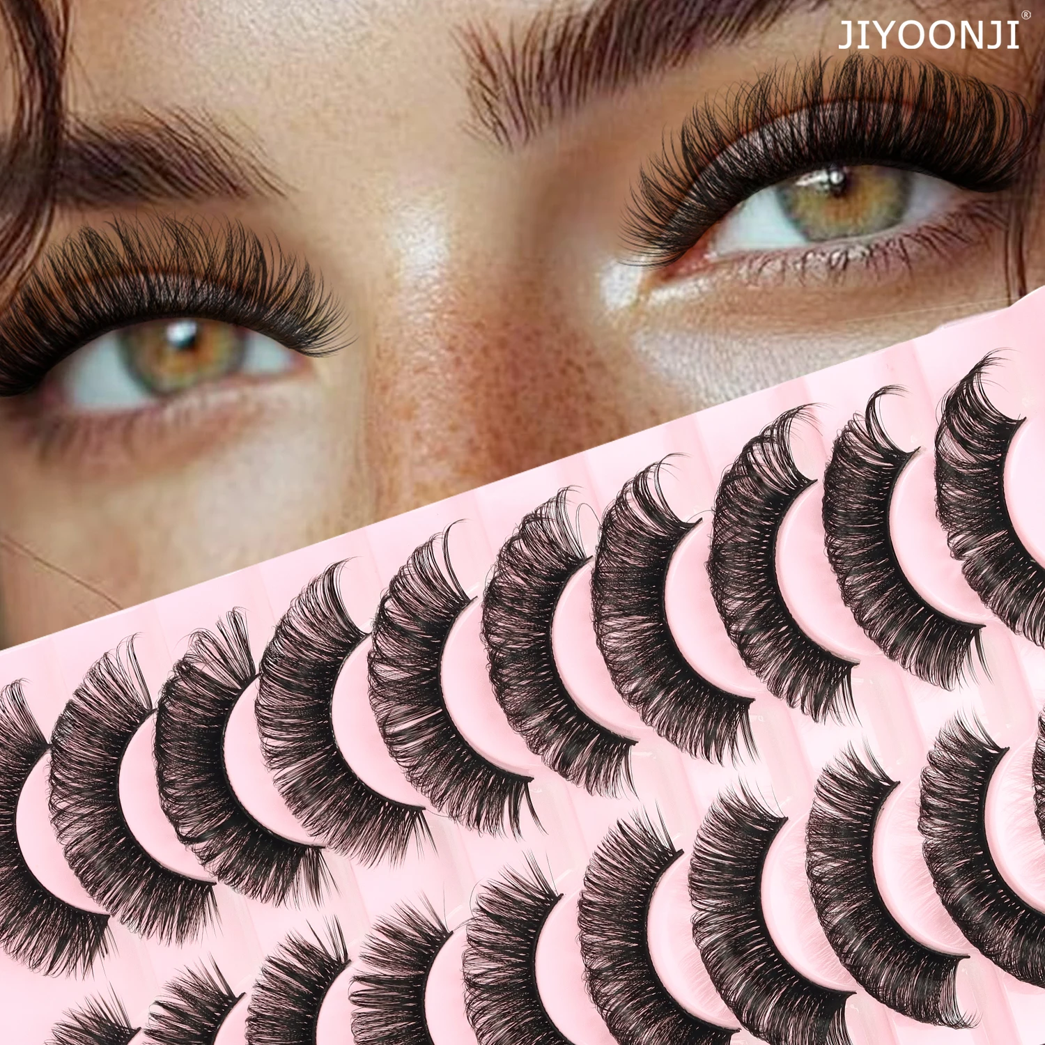 Dicke falsche Wimpern, 10 Paar, Super Mirror D Curly Wimpern, natürliche Simulation und Vergrößerung beide Augen, Comic-Wimpern
