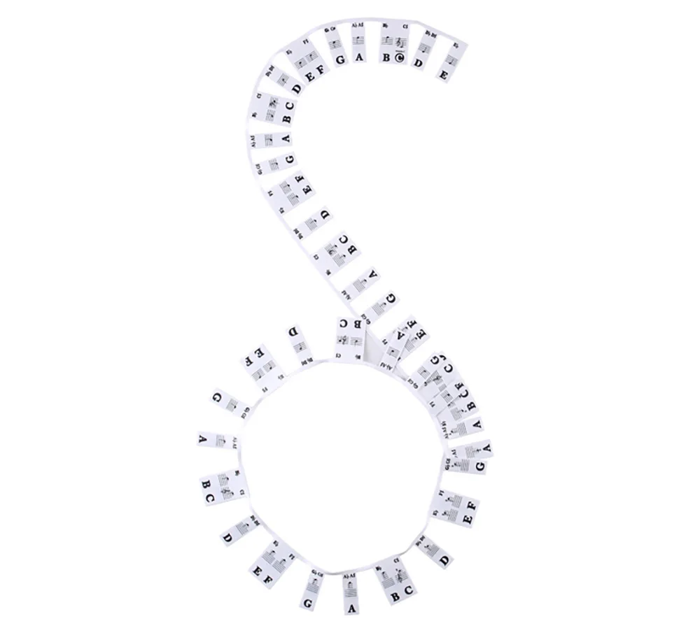 Aufkleber für Klaviertastatur, 88/61 Tasten, abnehmbare Etiketten für Musiknoten für Anfänger, PVC-Klaviertastenetiketten, Leitfaden für Klaviernoten aus Silikon – Detail 15