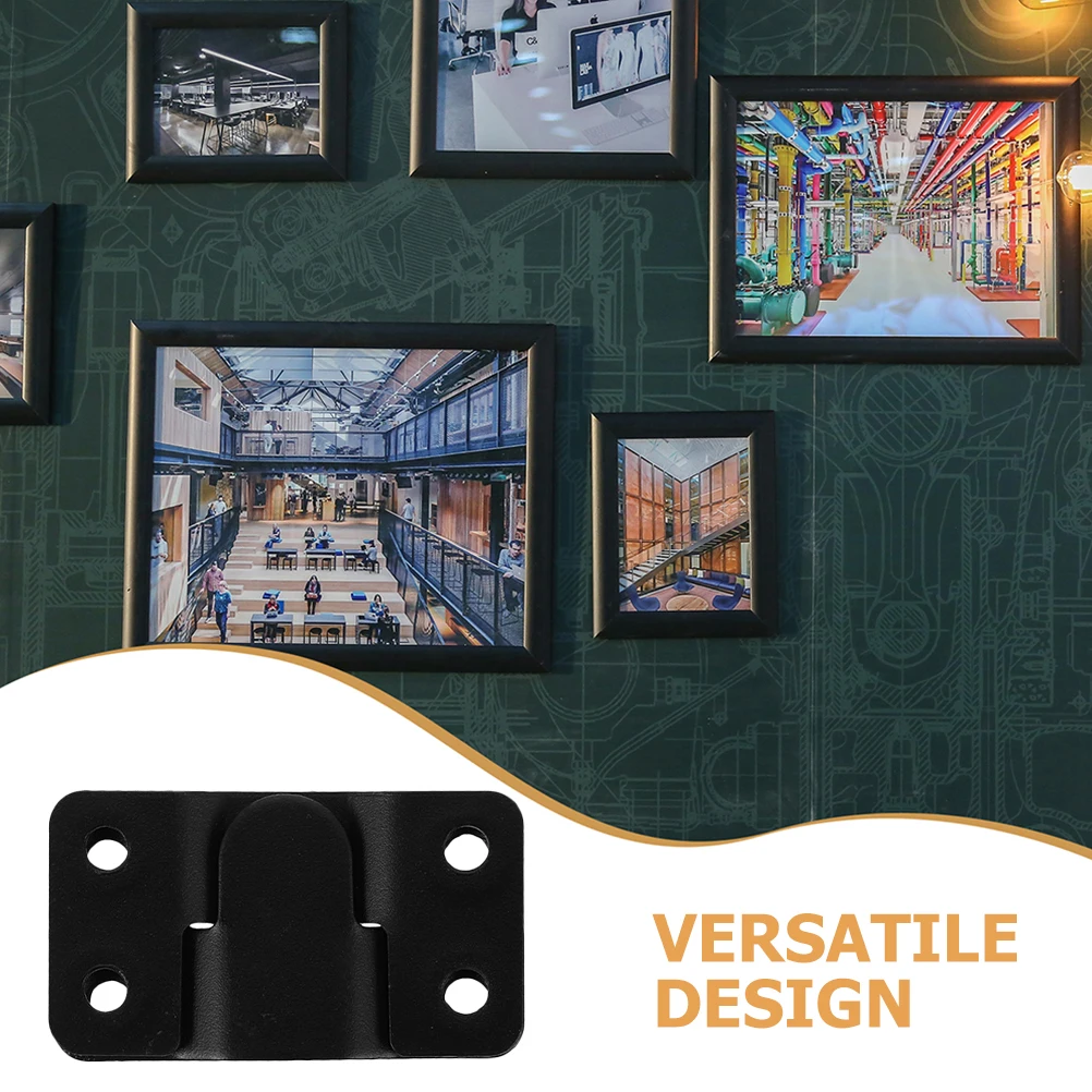 

1 set Stainless Steel Picture Hangers Black Large Size 32 Screws Wall Mounting Brackets Frame Hanging Buckle Shelf Interlocking