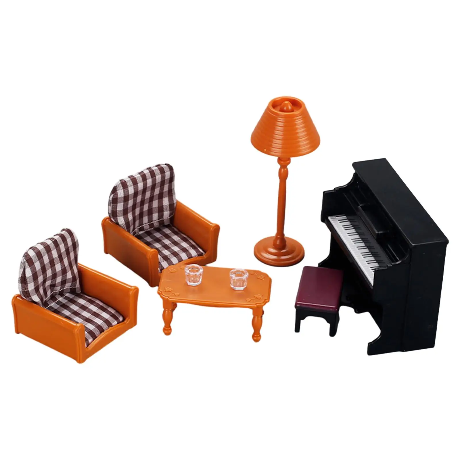 Plastic Piano Sofa Table Lamp Mini DIY Scene Model Miniature