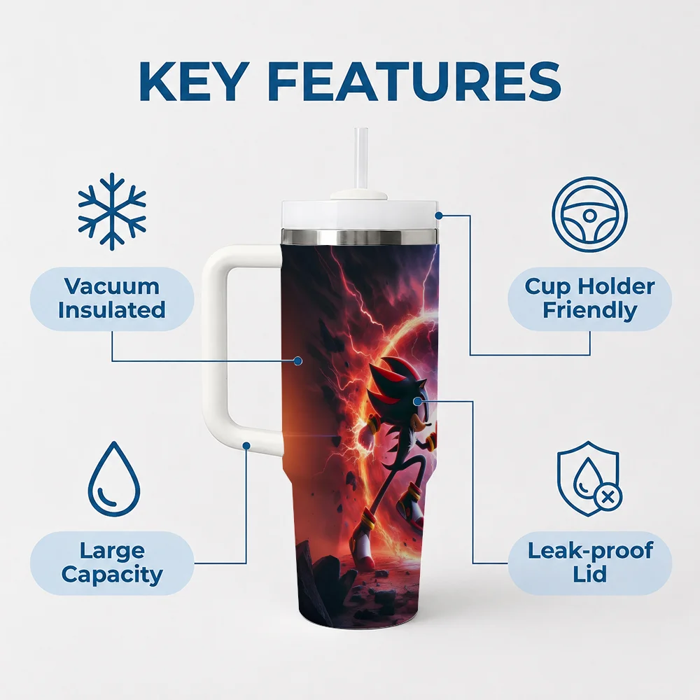 Game S-Sonic the Hedgehog Vacuum Flasks 40oz Stainless Steel Insulated Tumbler With Handle & Straw Leakproof Travel Mug view 6