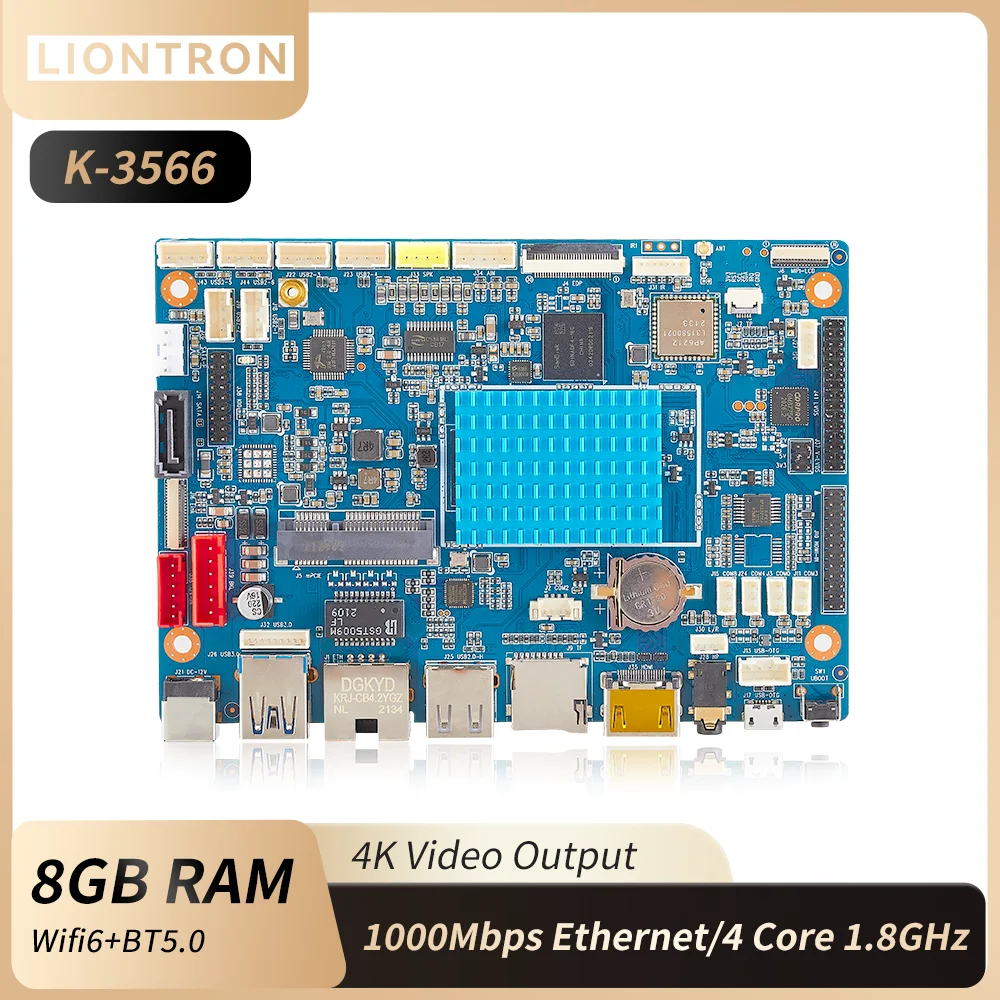 

Liontron RockChip RK3566 Development Board DDR4 8GB RAM PCBA support Linux Android OS Motherboard K-3566 for Vending machine