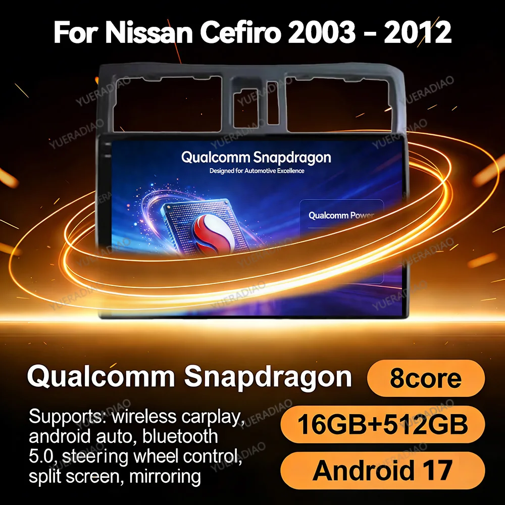 Android 17 Car Radio For Nissan Cefiro A33 2003 - 2012 Qualcomm Head Unit 4G WIFI QLED GPS NAVI Multimedia Video Player 2DIN BT