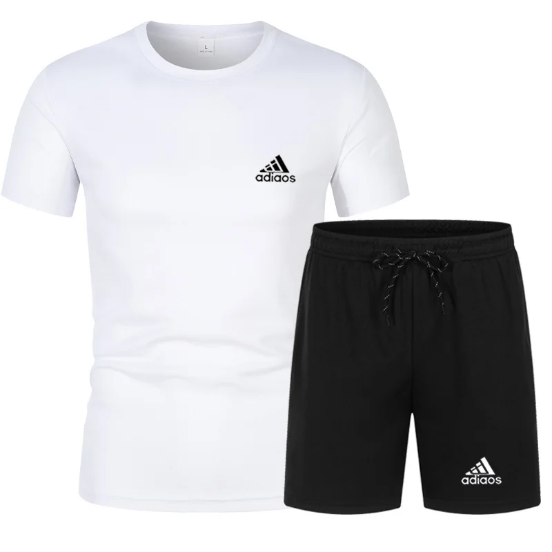 

2026 Men's Breathable sports pattern Printed T-shirt Casual Fashion short-sleeved T-shirt Summer streetwear top Two-piece set.