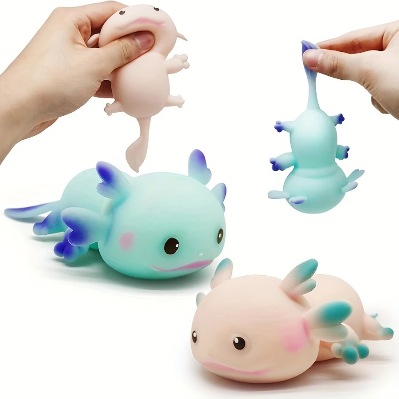 1/4pcs Axolotl Squeeze Ball Cute Fish Relax Cartoon Antistress Squishy Stress Relief Slow Rising For Adult Kids Stretch Toys