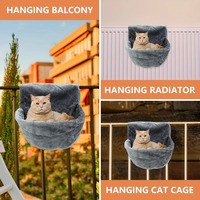 Warm Plush Hanging Cat Hammock with Steel Frame - Cozy Elevated Pet Bed for Cats & Small Dogs, Easy Install Window-Mounted