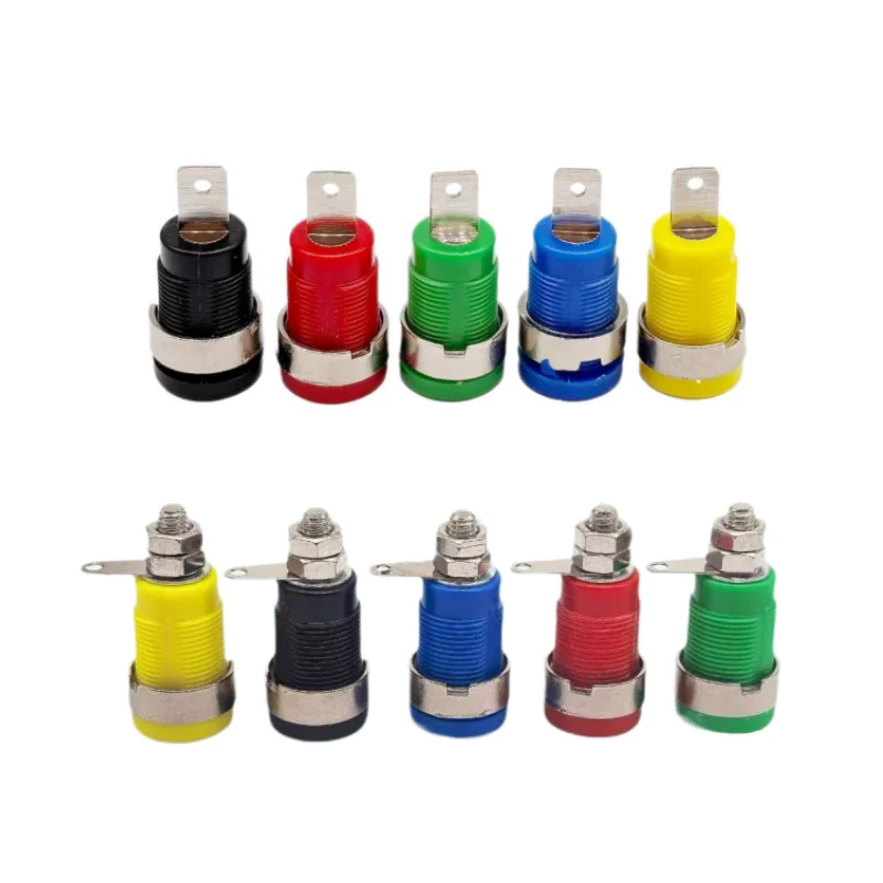 5Pcs 4mm Banana Socket Connector 32A Insulated Female Jack 5 Colors Panel Mount Connector for Electrical Connection