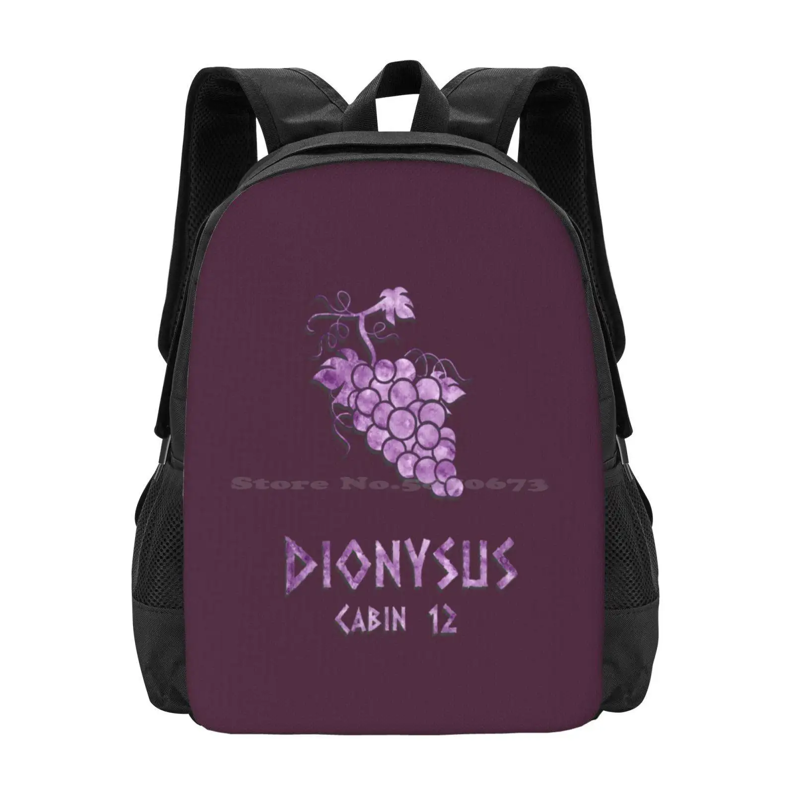 Cabin 12-Dionysus School Bags Travel Laptop Backpack Percy Jackson Cabin 12 Dionysus Purple Heroes Olympus Grapes Greek