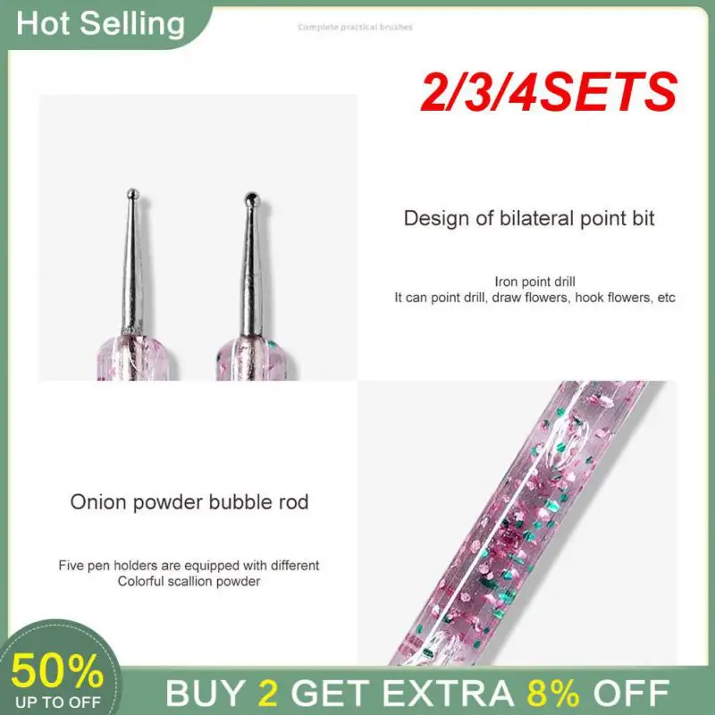 2/3/4SETS Manicure Tool Easy To Use Ergonomic Dual End Acrylic Nail Art Tool For Precise Painting And Drawing Dual End Pen