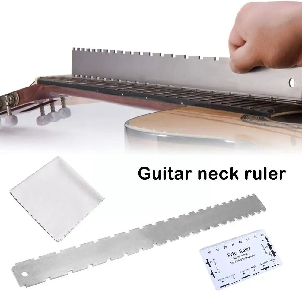 Guitar Neck Notched Straight Edge Luthiers Tool with Electric Kit Gauge Accessories Tool Ruler Measuring Guitar Action Stri D5C5