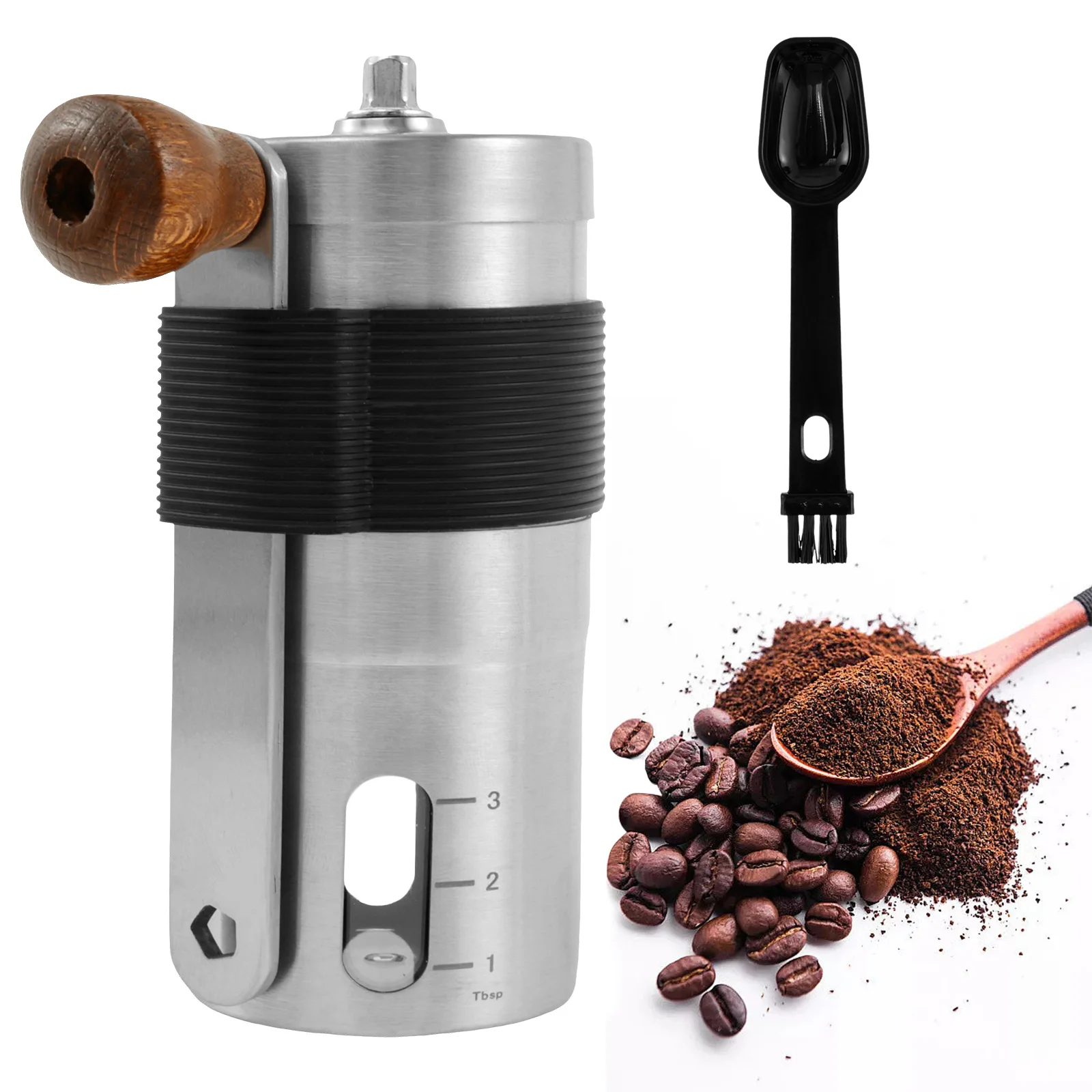 Manual Coffee Grinder with Hand Crank Coarseness Adjustable Hand Coffee Grinder Ceramic Burr Coffee Grinder Stainless Steel