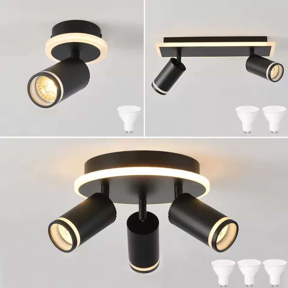 

LED Spotlights Ceiling Bottom Glow Bedroom GU10 Ceiling Spots Flexibly Rotatable 3000K Black Kitchen Ceiling Light
