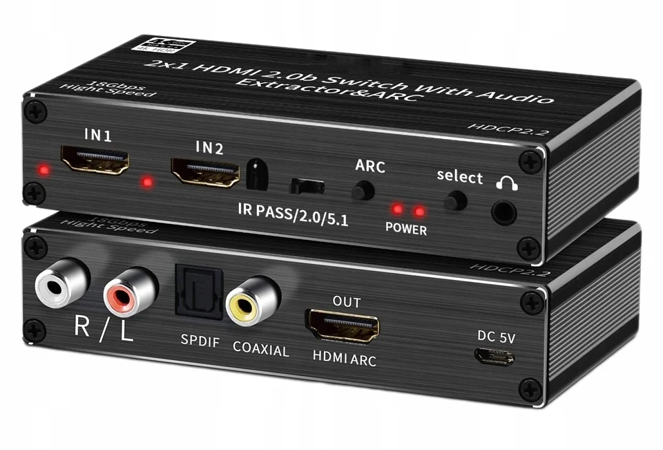 Schakelaar Hdmi 2.0 2X1 Split Extractor Spdif 4K