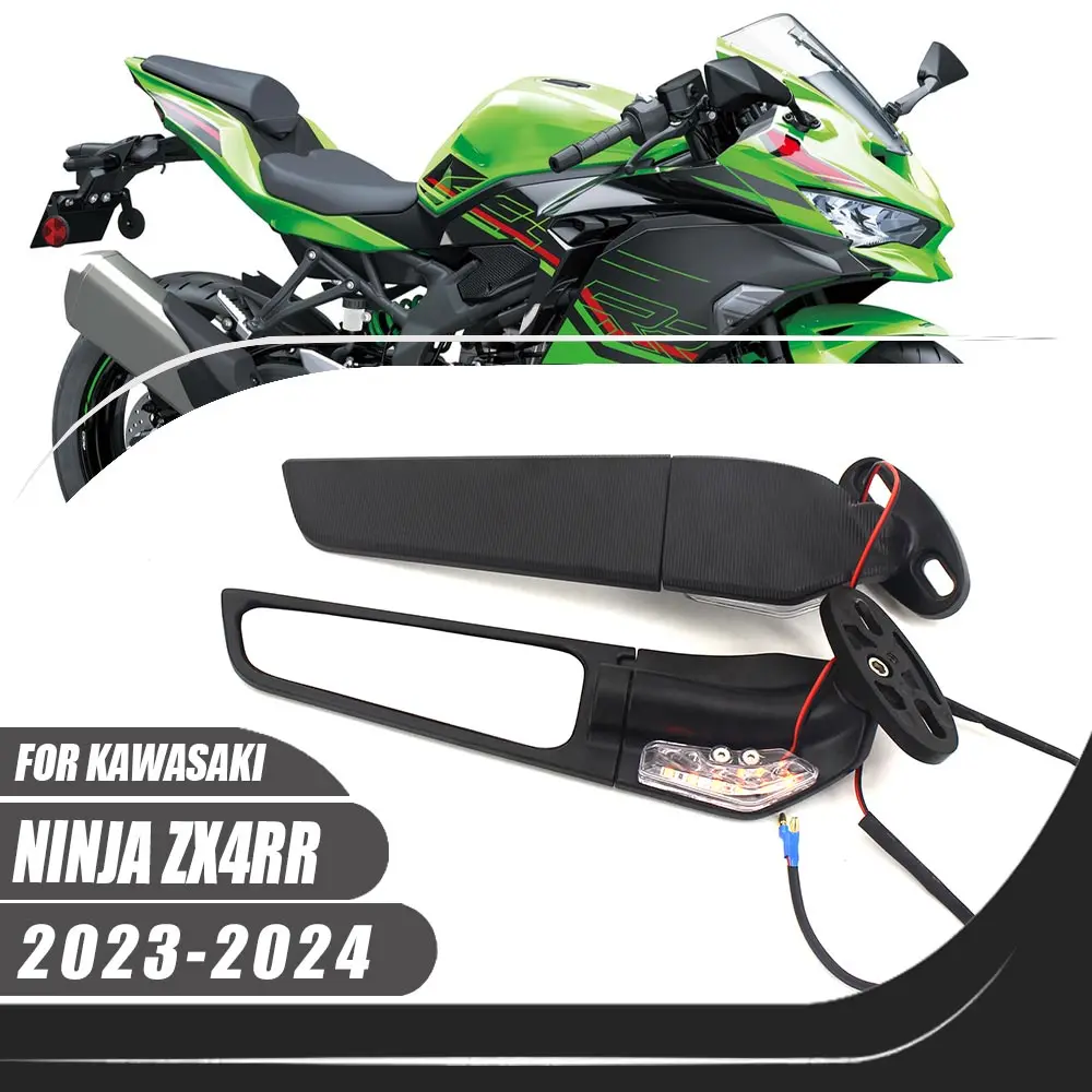 For Kawasaki Ninja ZX4RR 2023-2024 ZX-4RR Motorcycle Aluminium Adjustable Rotate Sports Winglets Wing Stealth Mirrors