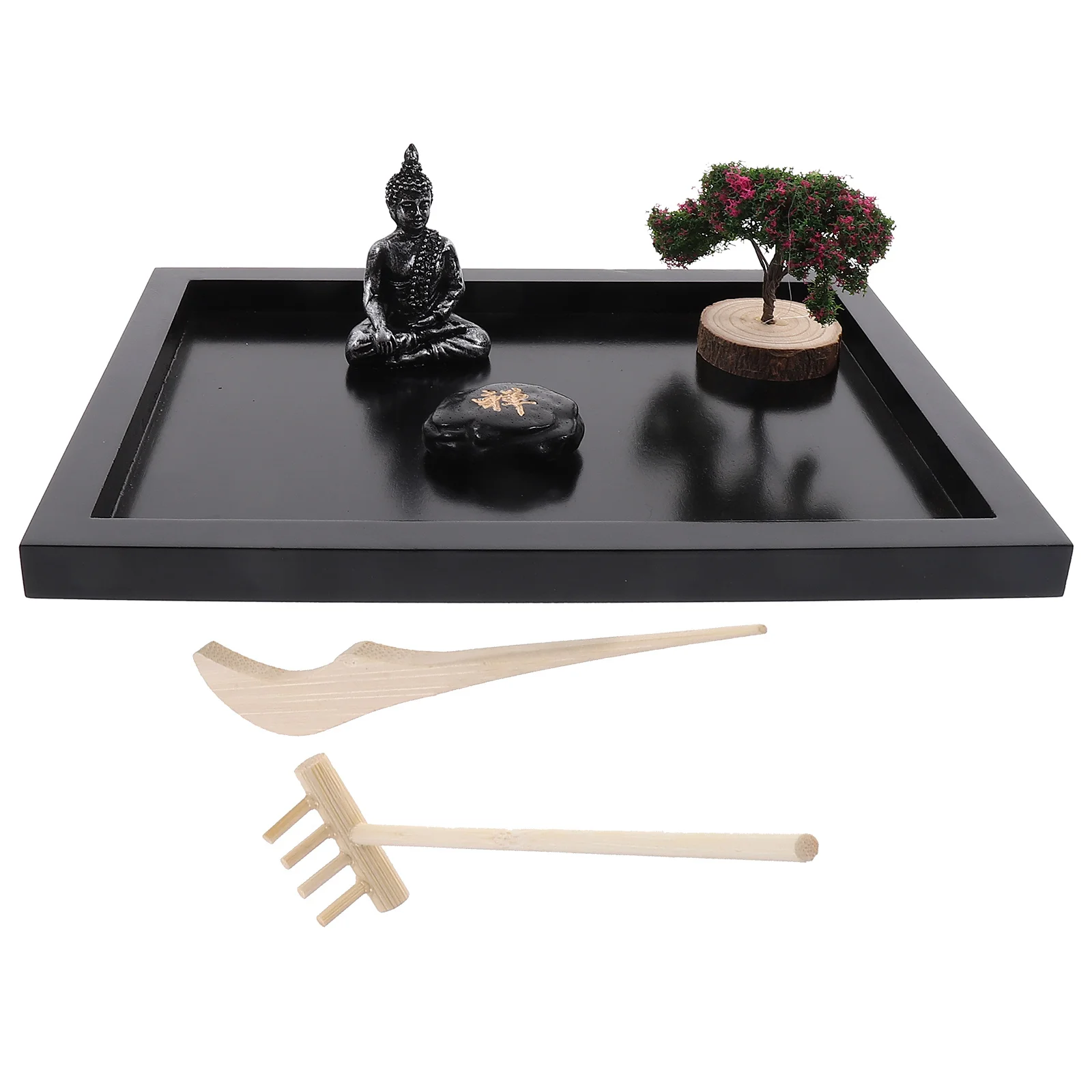 1 مجموعة سطح المكتب نمط علبة الرمل بوذا التأمل منضدية ديكور للمنزل مكتب زن حديقة عدة صغيرة زن حديقة رمل ديكور