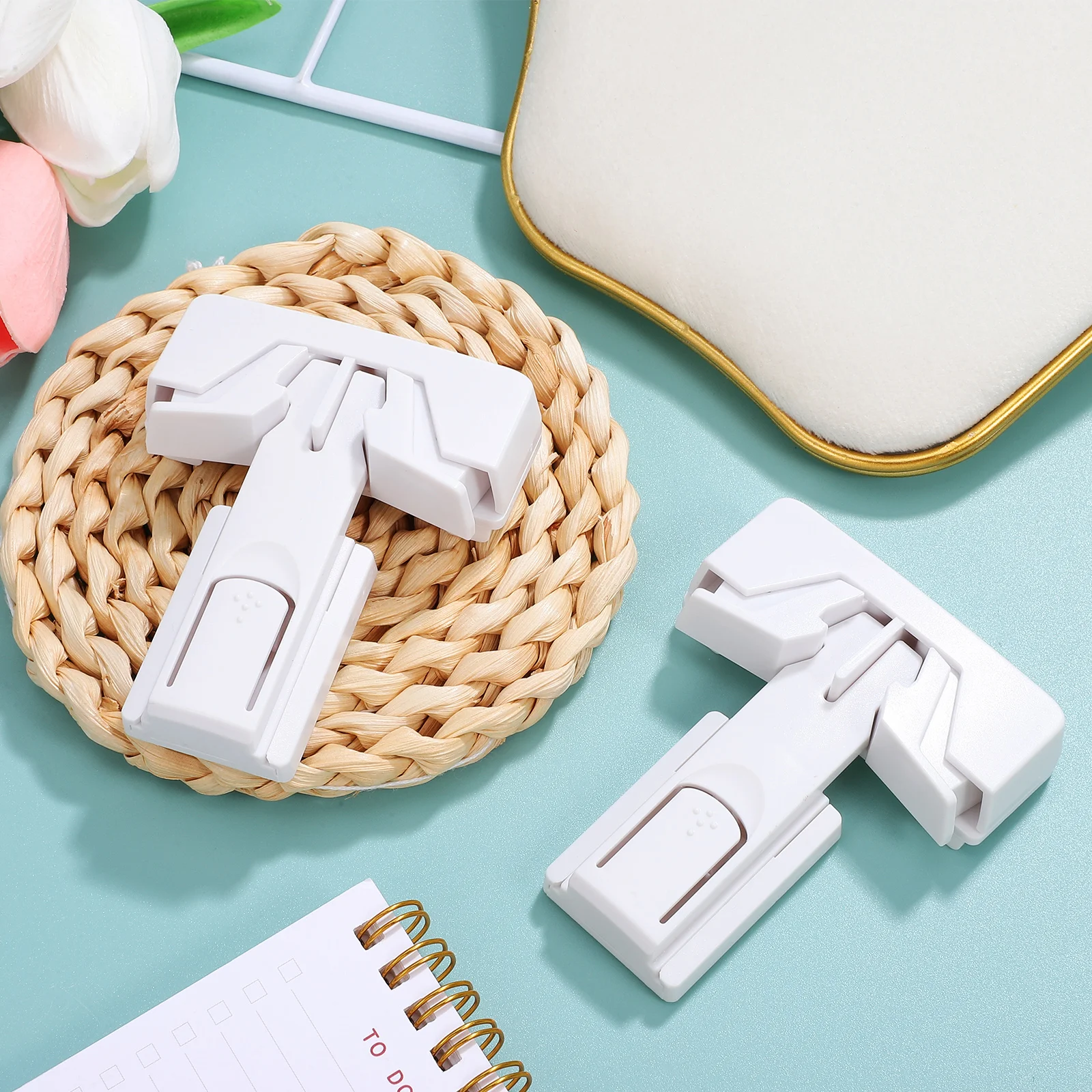 

2pcs White Door Locks for Fridge Freezer Cabinet Strong Adhesive Easy Installation Proof Child Safety Kitchen Cupboard