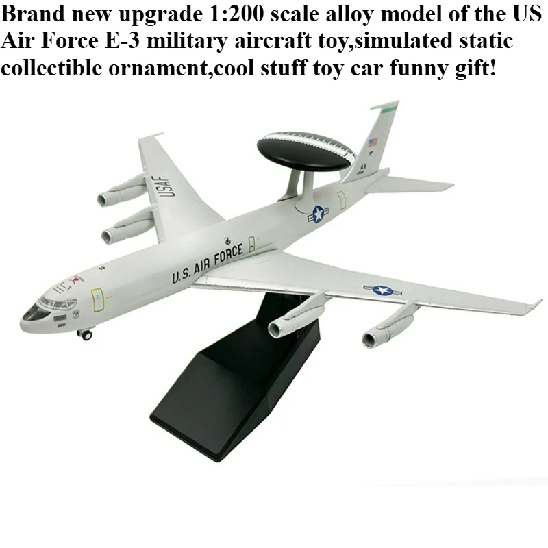 Cool Stuff Toy Car Funny Gift-Hot 1:200 Scale Alloy E-3 Military Aircraft Model,Kawaii Static Collection Ornaments,Toys for Boys
