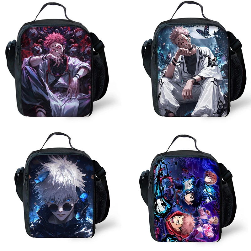 Jujutsu Kaisen Child Insulated Large Capacity Bag for Boy and Girl Student Outdoor Picnic Resuable Thermal Cooler Lunch Box