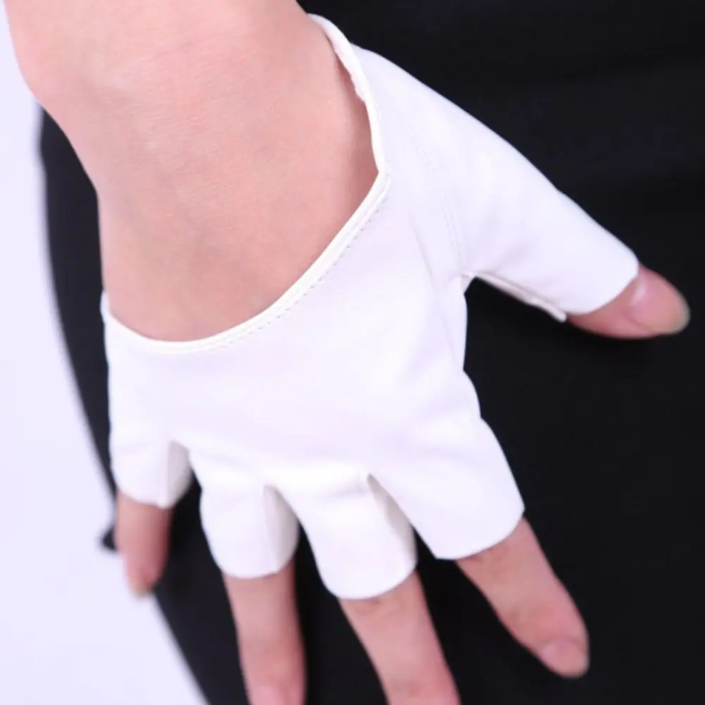 Show Clothing Accessories PU Leather Half Finger Half Palm Fingerless Gloves Pole Dance