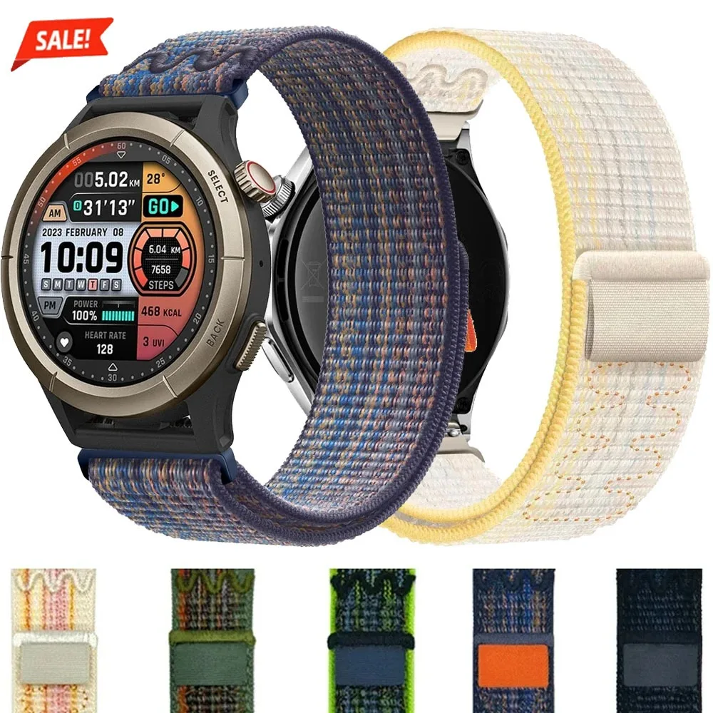 Boucle en Nylon brodée pour Amazfit Cheetah Square Sport 22mm 20mm, bracelet de montre de Sport pour Amazfit Balance/Bip U 3 3 Pro 5 5 Unity