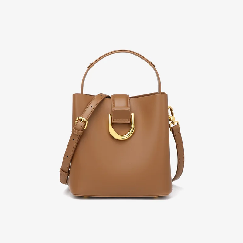 2025 bolso de lujo de lujo para mujer, 100% de piel auténtica, bolso de hombro tipo bandolera informal, bolso tipo cubo para mujer, bolso de mano a la moda