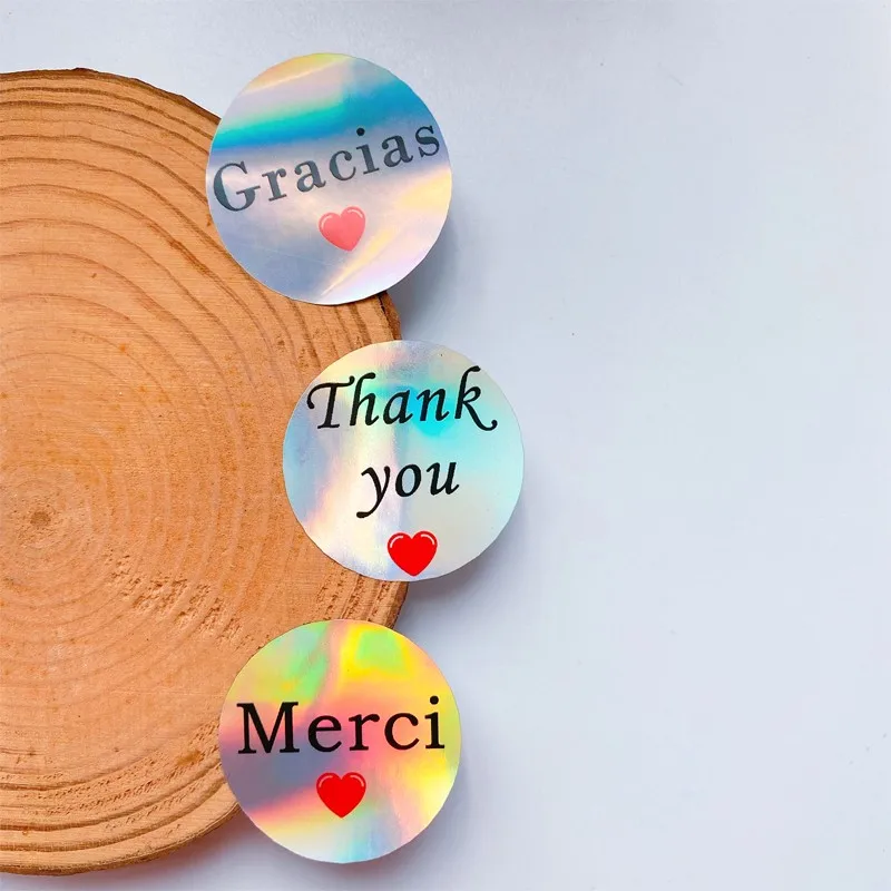 100 Uds. Pegatinas de agradecimiento Merci simples de alta gama para festival, pegatinas de boda, etiquetas decorativas para embalaje, pegatinas