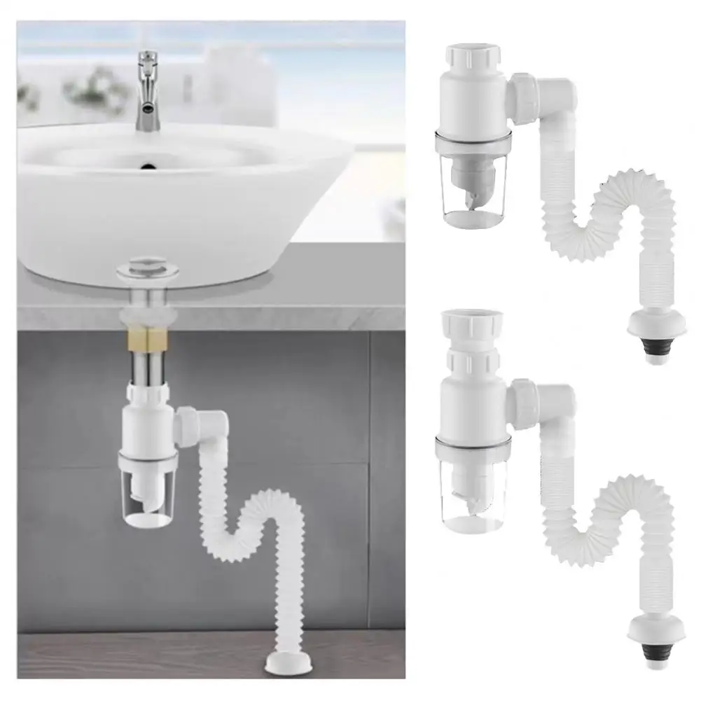 1 Set Sink Drain Pipe Odor Resistant Universal Sewer Pipe Kit Basin Drain Pipe Bath Flexible Universal For Bathroom Home Kitchen