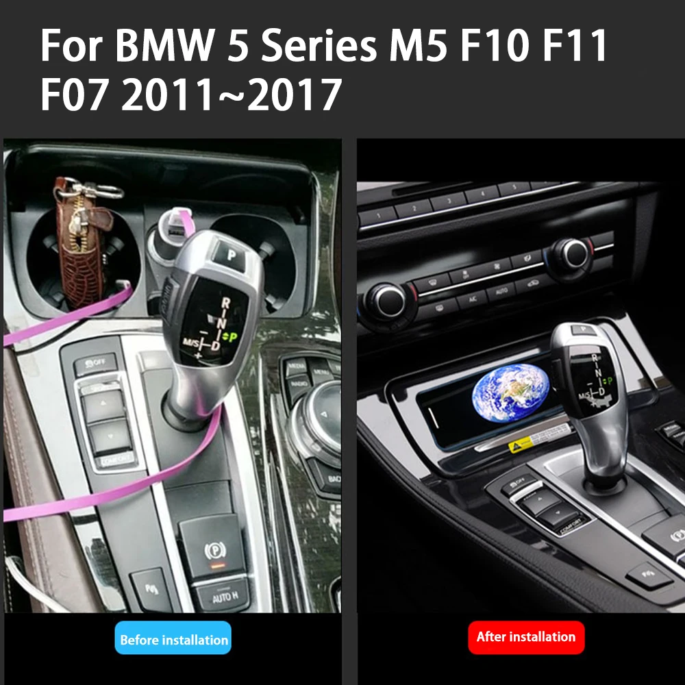 Car Wireless Mobile Phone Charger Center Console Storage QI 18W iPhone fast charge for BMW 5 Series M5 F10 F11 F07