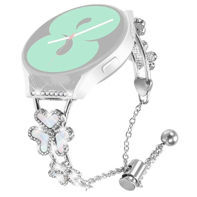 

Metal Band For Samsung Galaxy Watch4 40mm / 44mm Heart Clover Decor Watch Strap - Silver
